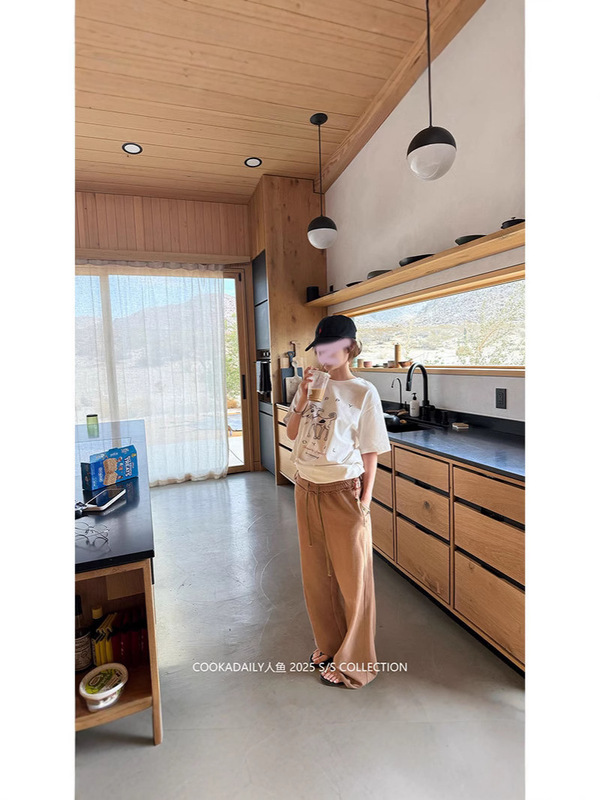 COOKADAILY人鱼 中古小狗简约复古小狗图宽松T恤短袖上衣女|undefined