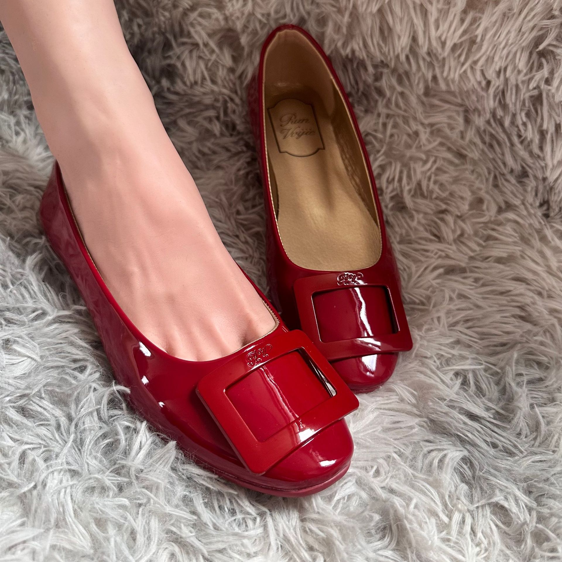 Square Buckle Single Soft Sole Elegant French Mary Jane Ballet Flat RV Women's Shoes Age-Reducing Fashion Retro Style_vogvips.com