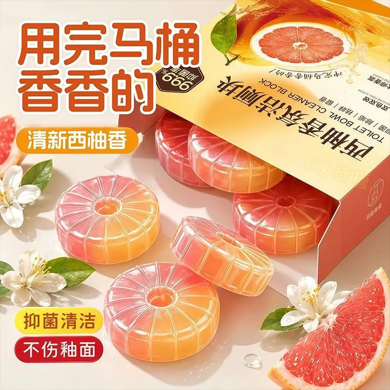 【Grapefruit Scented Toilet Cleaner】Deodorizing and descaling toilet cleaner with blue bubbles and floral fragrance