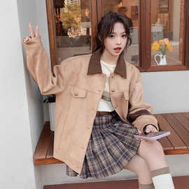 麂皮绒工装外套女2025年春秋新款韩版高级感宽松时尚休闲夹克上衣