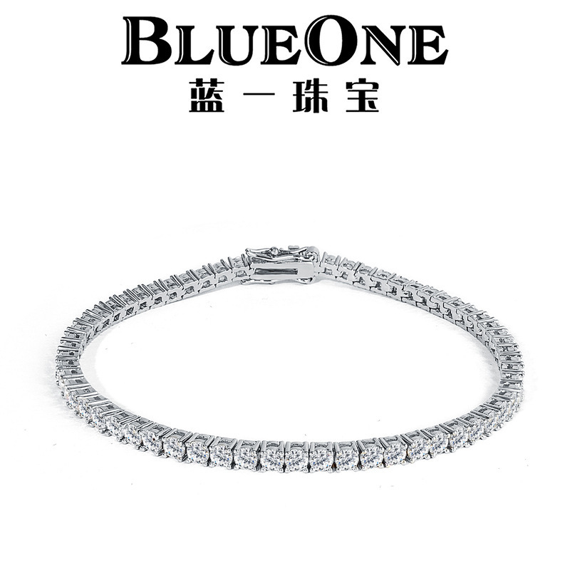 High-End Tennis Chain Full Diamond Bracelet Single Row Zircon European and American Hip-Hop Fashion Jewelry for Men and Women Amazon Hot Sale