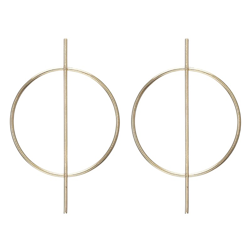  Pendientes grandes de círculo hueco europeos/americanos - Pendientes largos minimalistas, pendientes exagerados, joyería de moda - Venta directa de fábrica
