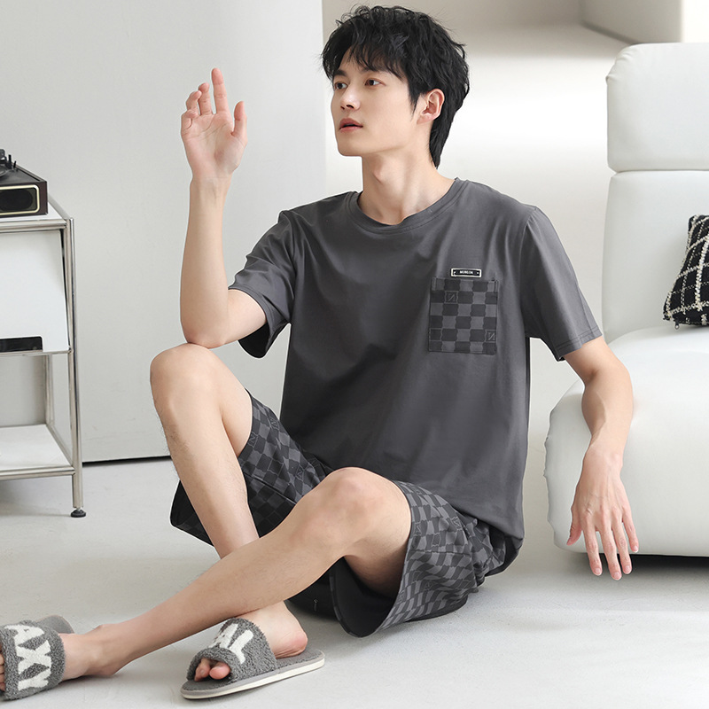Pijamas modales para hombres verano 2025, nuevo conjunto de ropa casera, mangas cortas, sueltas y grandes, se puede usar fuera.