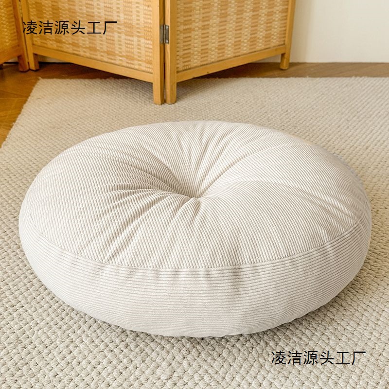 康居亚麻蒲团坐垫加厚家用圆形日式飘窗榻榻米垫子懒人拆洗防猫抓