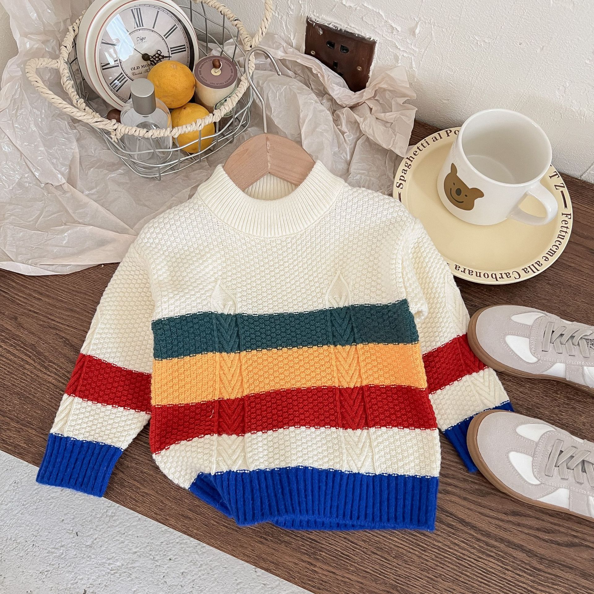 JINYONG Kinder Koreanische Ausgabe Neue Jungen und Mädchen Strickjacke Baby Rundhals Pullover Mantel_voghion.com
