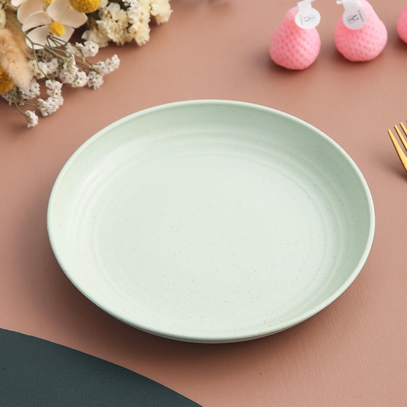 小麦わらプレート 家庭用食器 高級感プラスチックフルーツプレート 大型丸皿 サラダ・デザート・スナックプレート|undefined