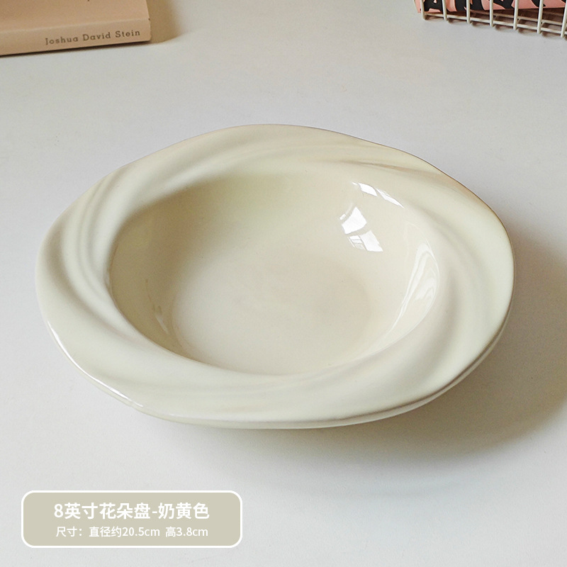 8inch 꽃 접시 - 트러플 화이트 (64개/상자, 전체 상자 7위안/개)