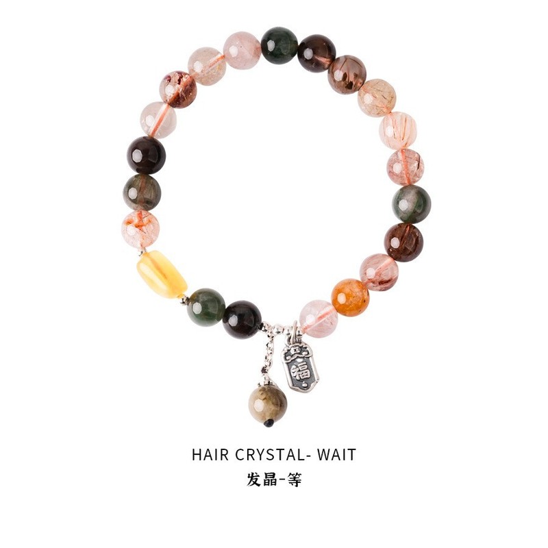 晗珞~串珠彩石圆形手链复古新中式文玩手串通勤百搭甜美手饰批发|undefined