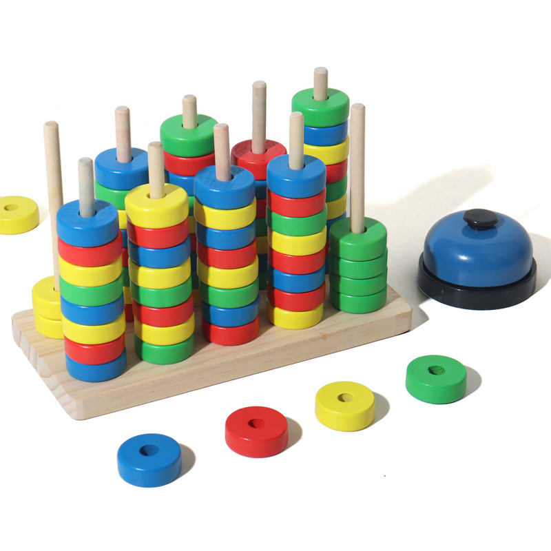 Madera colorida cuentas de educación temprana marco de cálculo de color contra toque divertido jardín de infantes entrenamiento de bebés juguetes de puzzle