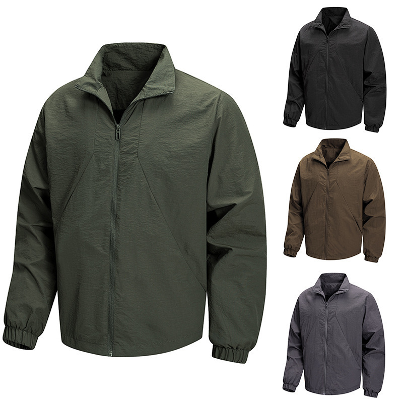 Foreign Trade 2025 Spring and Autum American Large Size Work Jacket Men's Outdoor Jacket Stand Collar Jacket Jacket Top