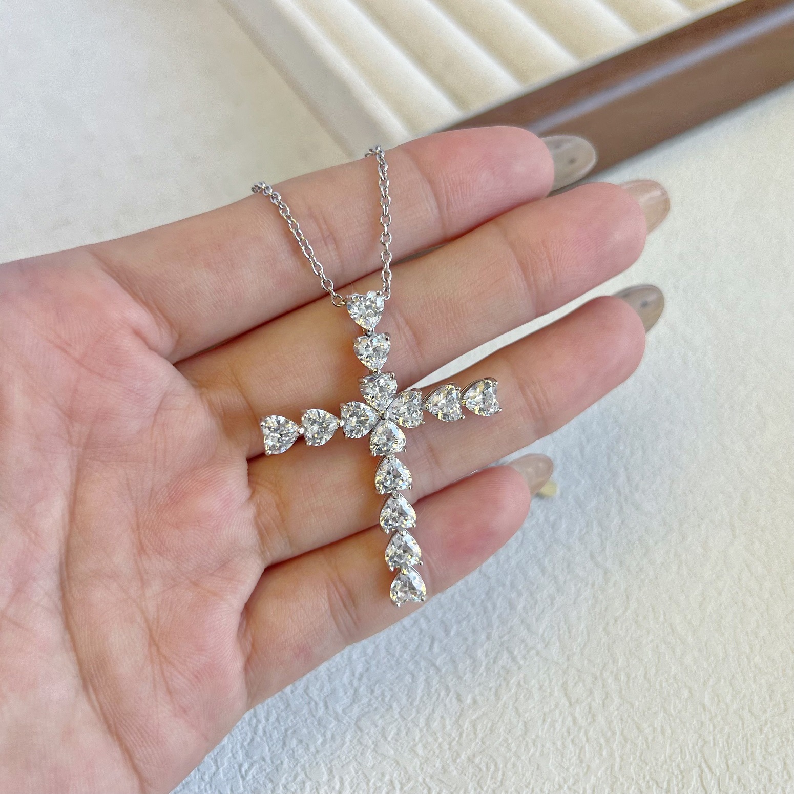 5g Weight 925 Sterling Silver Pendant Material Zircon Inlay Material Pendant Necklace Classification 925 sterling silver Chain Material 1 Piece Quantity Holiday, Daily Occasion 925 Sterling Silver Material Geometric, Cross Pattern Women's Gender Plating, Inlay Design IG Style, Modern Style Style 925 Sterling Silver Zircon Plating Inlay Geometric Cross Pendant Necklace 12