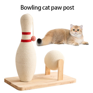 Wooden Sisal Turntable Vertical Cat Scratching Post Cat Scratching Board Scratch-Resistant, Wear-Resistant and Non-Shedding Cat Toy for All Seasons