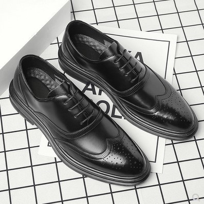 Men's Formal Leather Brogue Shoes Breathable Business Style_voghion.com