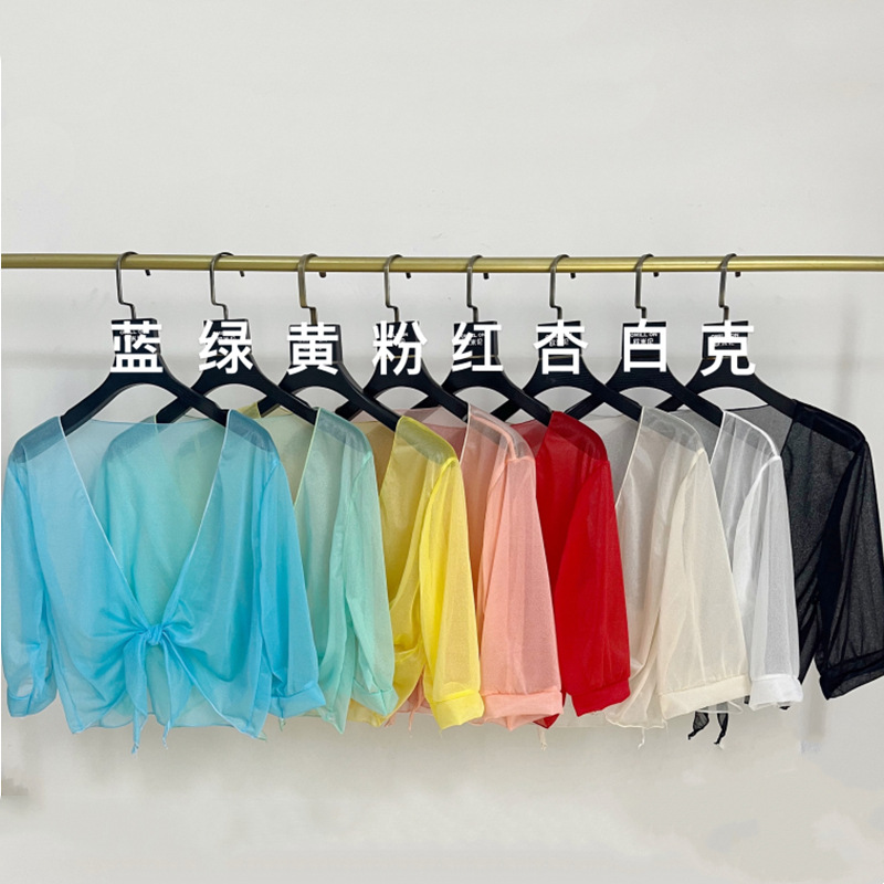 夏季新款防晒衣小披肩夏季外搭短款防晒开衫雪纺上衣女薄款百搭_