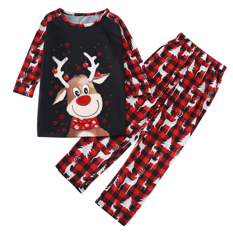クリスマスカップル服プリント上着tシャツ + ズボンホーム服セット|undefined