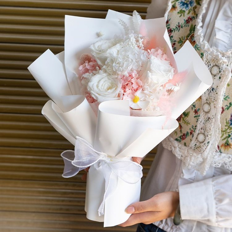 Ramo de rosas preservadas, producto terminado, decoración, regalo de San Valentín para novia, regalo de cumpleaños de alta gama, ramo de flores preservadas hecho a mano