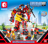 Combined robot for boys, constructor, building blocks, toy, small particles