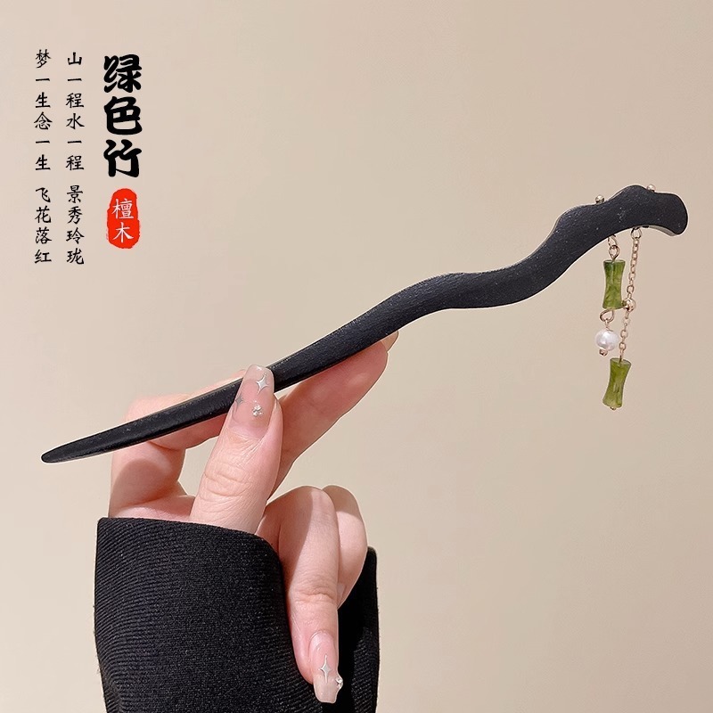 中国风韵味！国风桃木花朵发簪！新中式高级感盘发钗子气质发饰|undefined