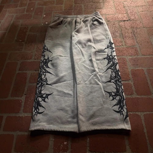 Elastic waistband elasticated pants with print patterns, casual long pants, high street hip-hop rap streetwear Y2K