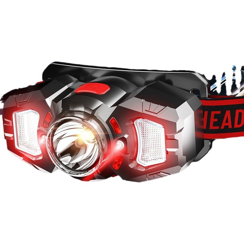 LED faro Super brillante recargable montado en la cabeza fuerte inducción de luz Super brillante linterna pequeña lámpara de pesca nocturna portátil
