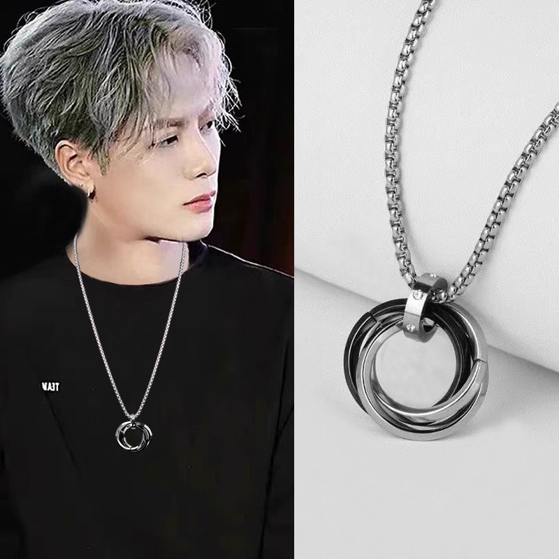 Non-Fading Three-Ring Interlocking Trendy Brand Necklace Men's Sweatshirt Cross-Border Sweater Chain Hip-Hop Niche Handsome Accessory Simple