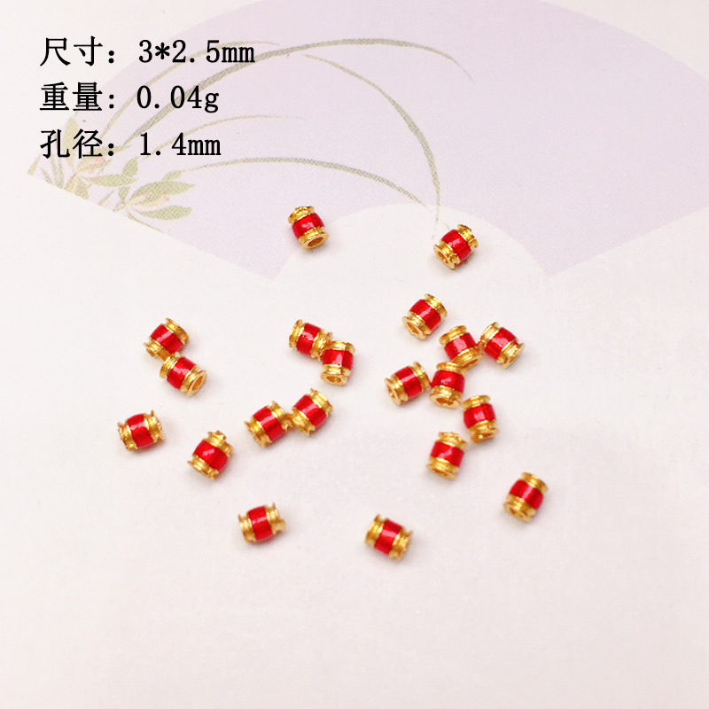 S925 silver gold-plated burning blue drop oil barrel beads tube beads colorful spacer bracelet necklace string decoration diy semi-finished products