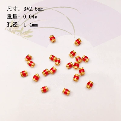 S925 silver gold-plated burning blue drop oil barrel beads tube beads colorful spacer bracelet necklace string decoration diy semi-finished products (Zərgərlik ara hissələri) - bright-red