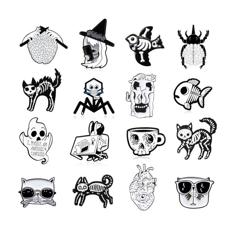 Fashion creative clothing accessories badges brain lift table girl cat ghost combination brooch