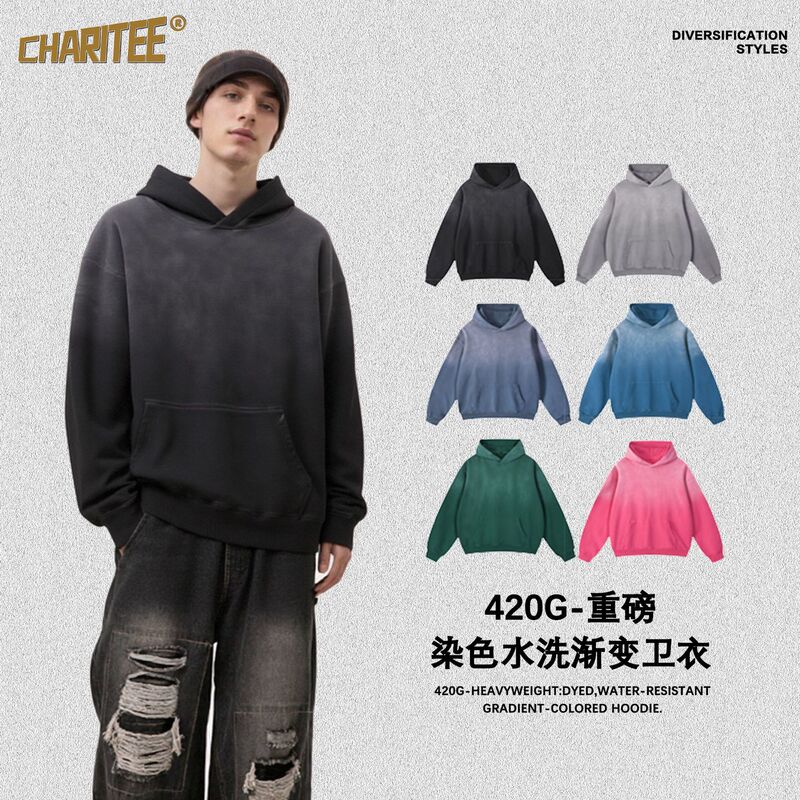 Teenagers' Autumn and Winter Washed Pullover Spray-Dyed Trendy Brand Distressed Hooded Sweatshirt Long-Sleeved Pure Cotton Fleece-Lined Sweatshirt Teenagers' Autumn and Winter Washed Pullover Spray-Dyed Trendy Brand Distressed Hooded Sweatshirt Long-Sleeved Pure Cotton Fleece-Lined Sweatshirt