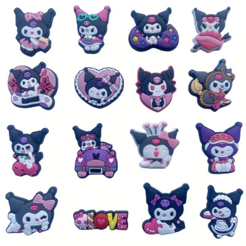 Кросс-границы обувь Цветочный набор Kulomi Sanrio Kuromi дырки Аксессуары для обуви из ПВХ мягкая резиновая пряжка для обуви DIY аксессуары для обуви