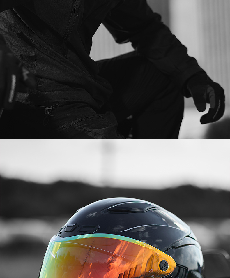RNG New National Standard Motorcycle Helmet Full-Face Helmet for Men and Women with Dual Visors, Ventilation, Sun Protection, and Tail Light for Electric Vehicles