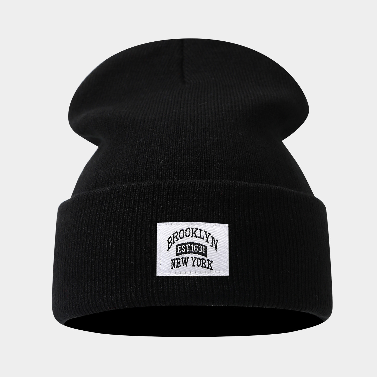 Europa y Estados Unidos marca de moda transfronteriza Brooklyn etiqueta sombrero de punto hombre y mujer personalidad de moda rizado sombrero de lana de moda sombrero frío