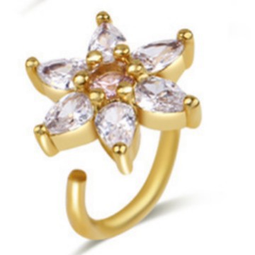 1 Pieza Anillos En La Nariz Estilo IG Brillante Geométrico Flor Mariposa Cobre Embutido Circón Anillos En La Nariz display picture 4