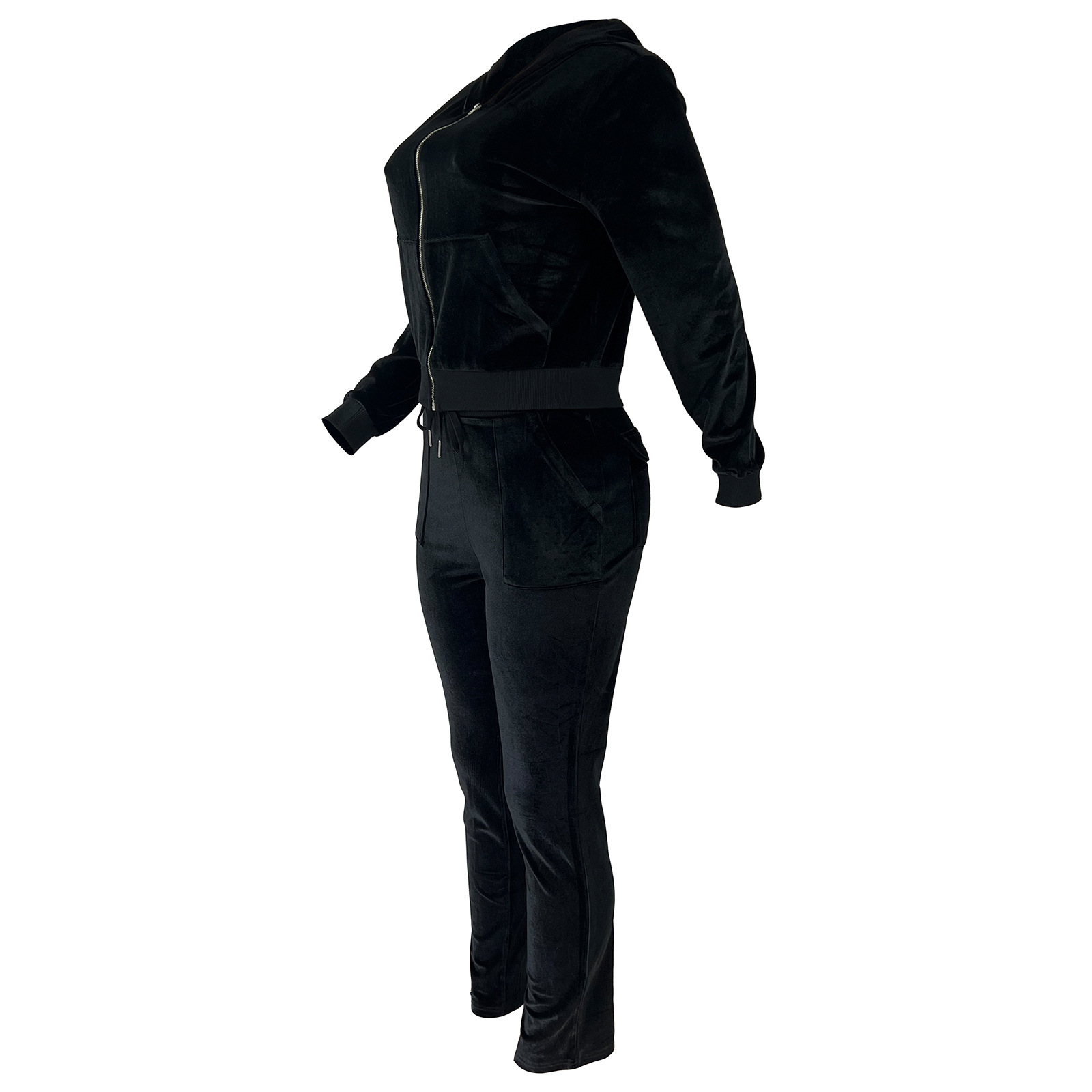 Damen Jogginganzug Aus Samt Mit Kapuze Für Den Herbst Und Winter_voghion.com