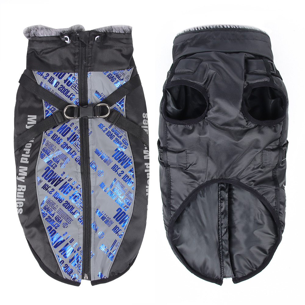 Nuevo perro ropa invierno cálido reflectante perro grande ropa engrosada perro de algodón acolchado ropa para mascotas ropa al por mayor