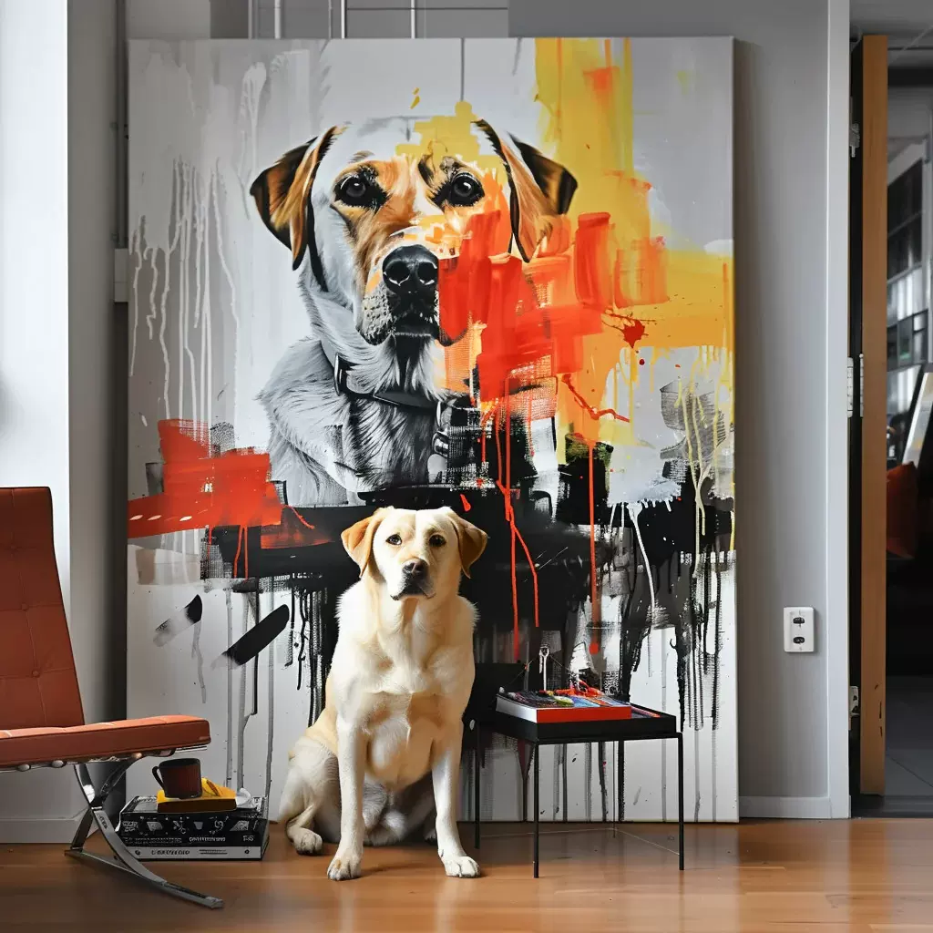 宠物装饰画挂画壁画客厅原创设计猫咪狗创意礼物燃烧的野兽