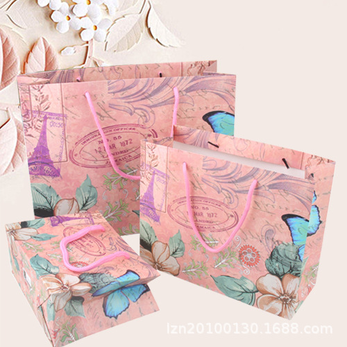 新款 欧美风埃菲尔铁塔纸袋礼品袋回礼袋子 手提袋包装袋加印LOGO