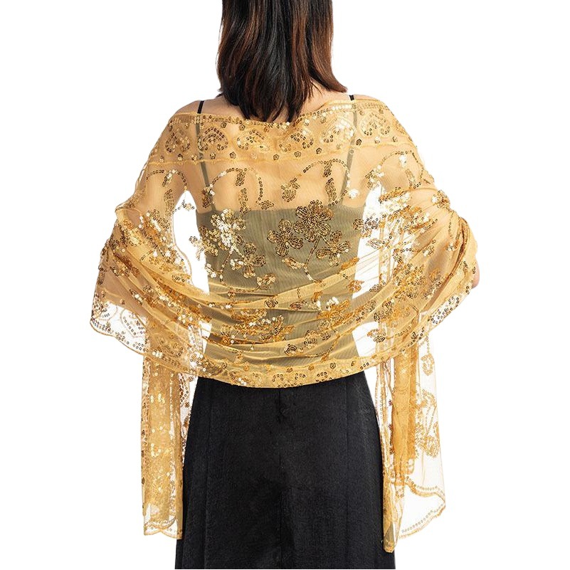 Transfronterizo caliente nuevo lentejuelas chal vestido de novia vestido de noche cheongsam chal novia dama de honor chal bufanda mujeres