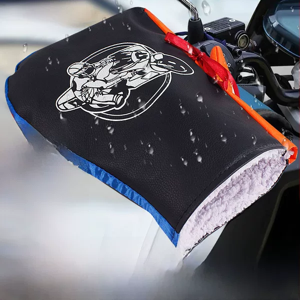 Winter Warm Electric car handle cover thickened fleece-lined cold-proof riding gloves motorcycle waterproof leather handle cover
