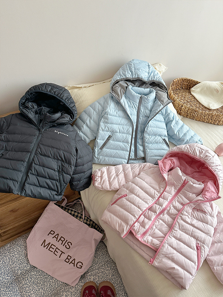 [en stock] Niñas nuevas normas nacionales 90 vello blanco de lana de invierno 2025 nuevo chaqueta de plumón infantil + chaleco