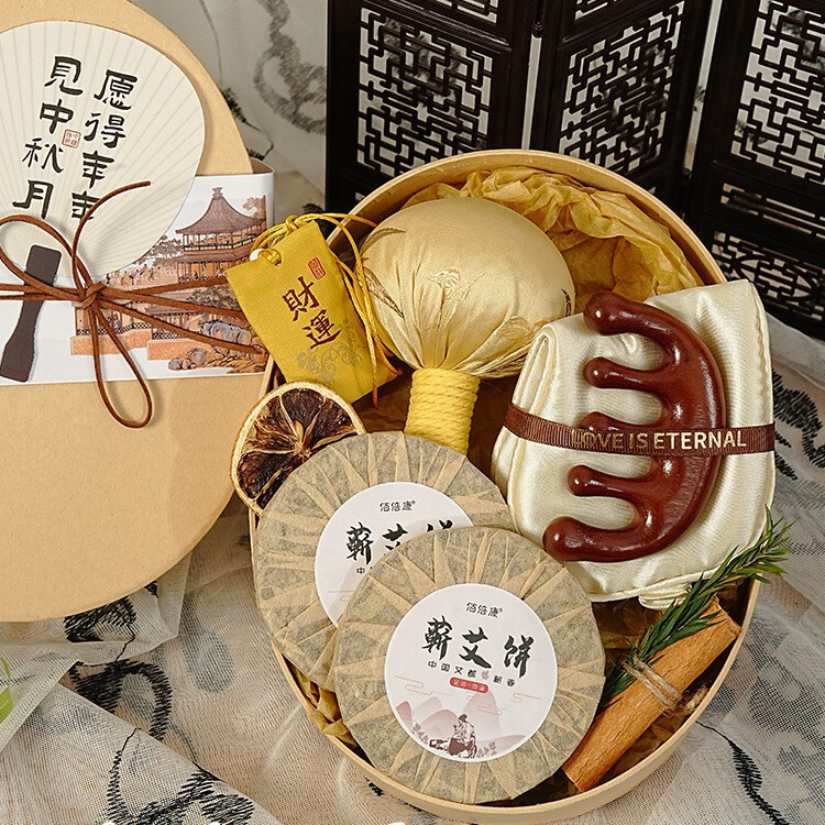 中秋节伴手礼员工客户月饼礼盒装实用养生艾草锤礼物新款古风礼盒|undefined