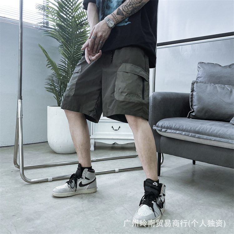 Cross-Border Tnf Quick-Dry Workwear Shorts North Face Summer Men's Sports Casual Shorts Loose Waterproof Straight-Leg
