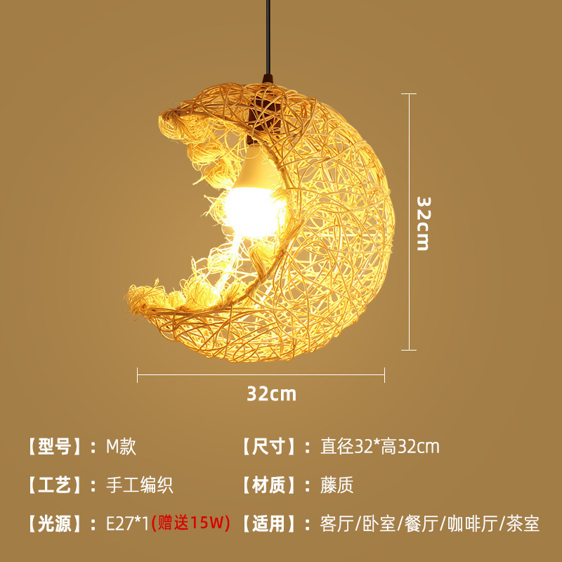 クリエイティブなパーソナライズされたキャップランプ B&B ホテル竹ランプレトロ籐シャンデリアノスタルジックなアートランプシェードアンティークランプ|undefined