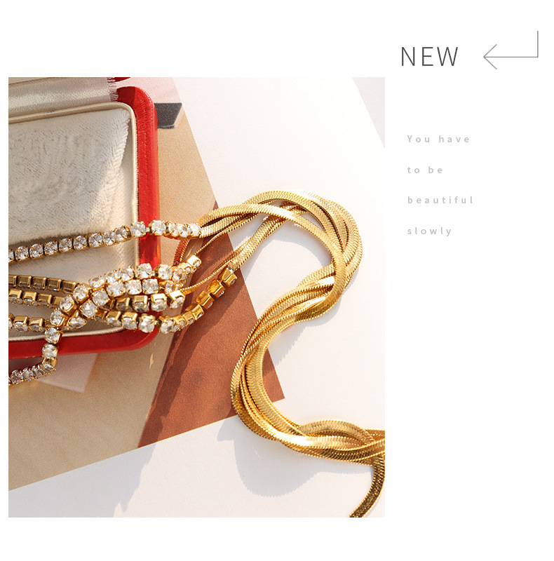 Lady Titanium Steel Zircon Bracelets Necklace