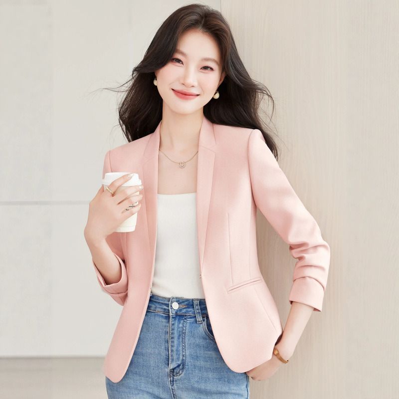 Pink women's blazer 2026 autumn new style, elegant slim-fit suit with a stylish design, casual formal top