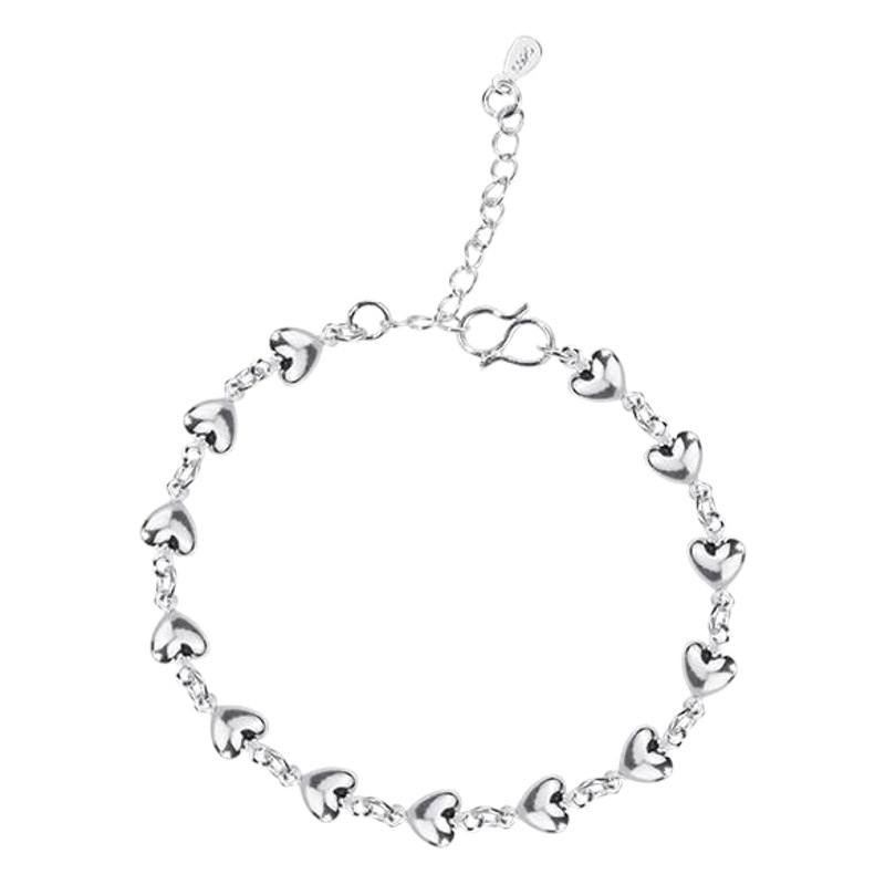 Directo de fábrica al por mayor Nueva moda coreana novias corazón a corazón tobillera de plata romántica amor hueco pulsera de las mujeres