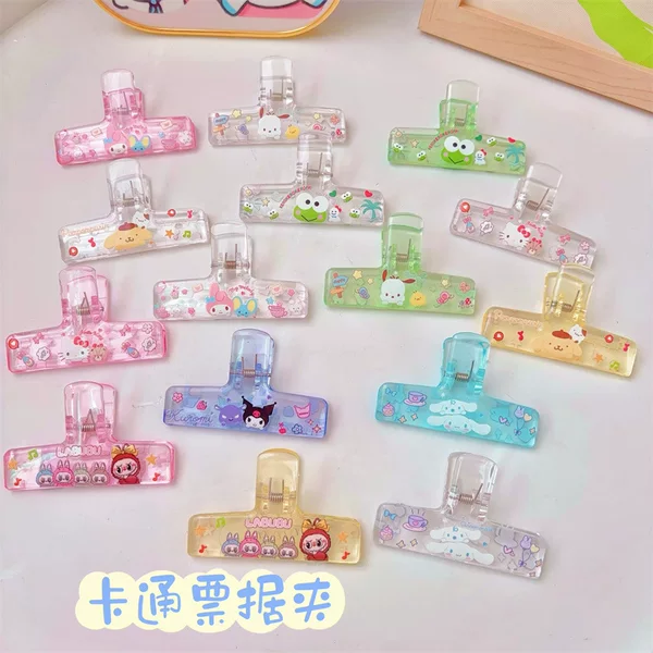 Cartoon Colorful Transparent Acrylic Student Book Notebook Clip Piano Score Fixed Clip Document Bill Storage Clip