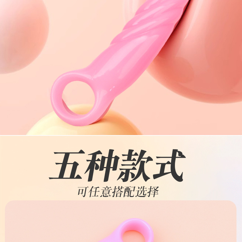 Ribbed Crescent Silicone Anal Plug, Manual Non-Vibrating Expander, Purple Size 5 — detail image 10