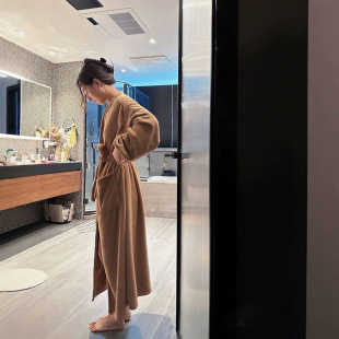 Exported Autumn and Winter Simple and Stylish Soft Warm Absorbent Quick-Dry Bathrobe, Nightgown, Dressing Gown, Pajamas, Thickened and Warm