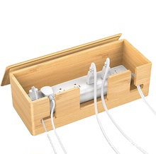 竹制電線收納盒 創意楠竹家用插盤電線隱藏接線板儲物盒廠家批發
